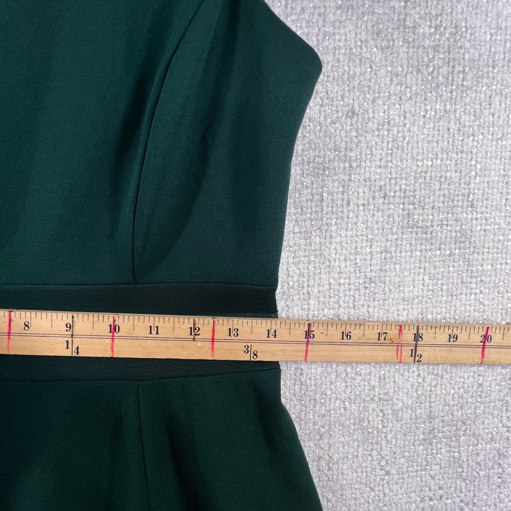 Calvin Klein Forest Green Sleeveless Fit and Flare Dress Mesh Hem Size 4 - Picture 6 of 9